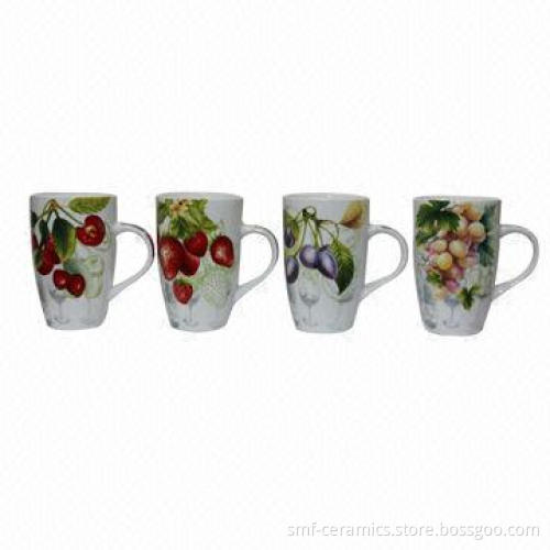 16oz New Bone China/Ceramic Mugs, Various Colors are Available, Available in Fruit Design